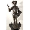 ANTICA SCULTURA Don Quichotte EPOCA 1800 Machault ANTIMONIO BRONZO Capitello