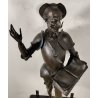 ANTICA SCULTURA Don Quichotte EPOCA 1800 Machault ANTIMONIO BRONZO Capitello