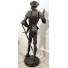 ANTICA SCULTURA Don Quichotte EPOCA 1800 Machault ANTIMONIO BRONZO Capitello