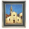 QUADRO DIPINTO Carlo Monti  FACCIATA CHIESA COLLEGIATA ARONA LAGO MAGGIORE