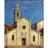QUADRO DIPINTO Carlo Monti  FACCIATA CHIESA COLLEGIATA ARONA LAGO MAGGIORE