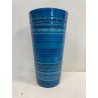 VASO PORTA OMBRELLI CERAMICA BLU TURCHESE BITOSSI ALDO LONDI ANNI 70 DECORI