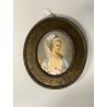 antica MINIATURA OVALE RITRATTO NOBILE DONNA dipinta CORNICE OTTONE '900