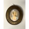 antica MINIATURA OVALE RITRATTO NOBILE DONNA dipinta CORNICE OTTONE '900