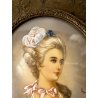antica MINIATURA OVALE RITRATTO NOBILE DONNA dipinta CORNICE OTTONE '900