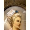 antica MINIATURA OVALE RITRATTO NOBILE DONNA dipinta CORNICE OTTONE '900