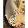 antica MINIATURA OVALE RITRATTO NOBILE DONNA dipinta CORNICE OTTONE '900