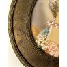 antica MINIATURA OVALE RITRATTO NOBILE DONNA dipinta CORNICE OTTONE '900