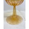 ANTICO VASO COPPA VETRO Murano Zecchin CENTERPIECE COSTOLATO AMBRA 18cm/h '20