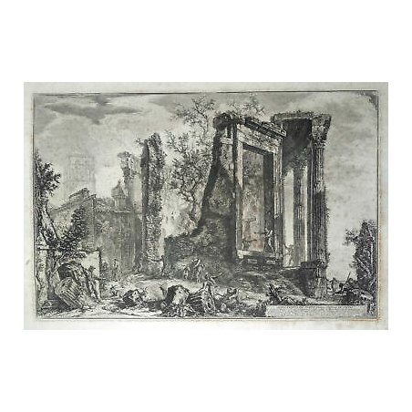 ANTICA STAMPA PIRANESI G. BATTISTA ROMA EPOCA ACQUAFORTE TEMPIO SIBILLA 1800 OLD