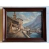 ANTICO QUADRO OLIO TELA I. Trogher PAESAGGIO MONTANO Campertogno Valsesia 1887