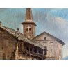 ANTICO QUADRO OLIO TELA I. Trogher PAESAGGIO MONTANO Campertogno Valsesia 1887