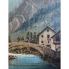 ANTICO QUADRO OLIO TELA I. Trogher PAESAGGIO MONTANO Campertogno Valsesia 1887