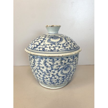 ANTICA GIARA COPERCHIO POCELLANA CINESE BLU BIANCA COVERED BOWL CHINESE JAR '800
