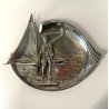 ANTICA COPPIA VASSOIO PORTA CARTE WMF Art Nouveau SILVER PLATED SAILING BOAT 900