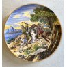 GRANDE PIATTO PARATA MAIOLICA S.A.C.A. 327 ISTORIATO SCENA STORIA ROMANA ø 45cm