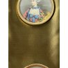 antica COPPIA MINIATURE TONDE con CORNICE ESAGONALE dorata DONNE NOBILI '900