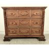 ANTICO COMO GENOVESE a Bambocci 1600 legno noce CASSETTONE FORMELLE 3 cassetti