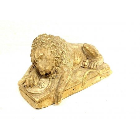 ANTICA SCULTURA LEONE MORENTE LUCERNA SIGNA FIRMATA G. Bartoli SCULPTURE LION 