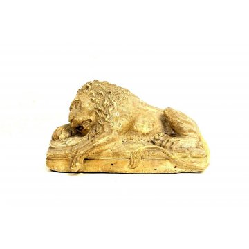 ANTICA SCULTURA LEONE MORENTE LUCERNA SIGNA FIRMATA G. Bartoli SCULPTURE LION 