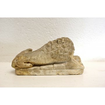 ANTICA SCULTURA LEONE MORENTE LUCERNA SIGNA FIRMATA G. Bartoli SCULPTURE LION 