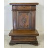 ANTICO INGINOCCHIATOIO LEGNO NOCE MASSELLO CASSETTO DECORATO CHIESA 1800 EPOCA 