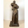 SCULTURA TUTTOTONDO BRONZO Eugenio Pellini MATERNITA Intimista ALTEZZA 37cm '900
