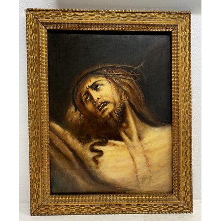 ANTICO DIPINTO OLIO Amelia Musso COPIA Cristo Morente G. Reni RELIGIOSO Gesù 900