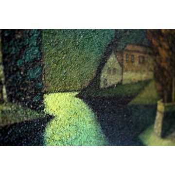 GRANDE QUADRO DIPINTO ASTRATTO MATERICO Gino Caizzi BELGIRATE PORTO LAGO BARCHE