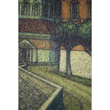 GRANDE QUADRO DIPINTO ASTRATTO MATERICO Gino Caizzi BELGIRATE PORTO LAGO BARCHE