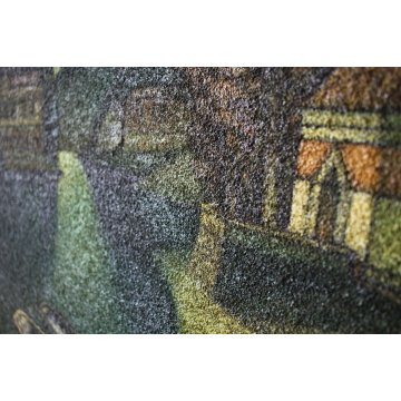GRANDE QUADRO DIPINTO ASTRATTO MATERICO Gino Caizzi BELGIRATE PORTO LAGO BARCHE