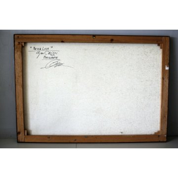 GRANDE QUADRO DIPINTO ASTRATTO MATERICO Gino Caizzi BELGIRATE PORTO LAGO BARCHE