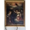 GRANDE ANTICO DIPINTO OLIO Annunciazione Maria Arcangelo Gabriele RELIGIOSO 700