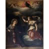 GRANDE ANTICO DIPINTO OLIO Annunciazione Maria Arcangelo Gabriele RELIGIOSO 700