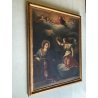 GRANDE ANTICO DIPINTO OLIO Annunciazione Maria Arcangelo Gabriele RELIGIOSO 700