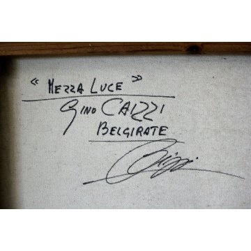 GRANDE QUADRO DIPINTO ASTRATTO MATERICO Gino Caizzi BELGIRATE PORTO LAGO BARCHE