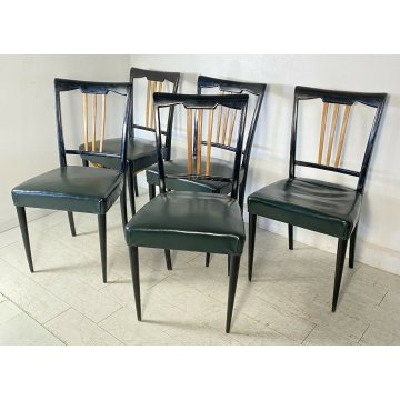 SET 5 SEDIA DESIGN OSVALDO BORSANI ANNI 50 ITALIAN CHAIR VINTAGE SALA SALOTTO 