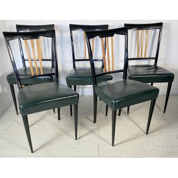 SET 5 SEDIA DESIGN OSVALDO BORSANI ANNI 50 ITALIAN CHAIR VINTAGE SALA SALOTTO 
