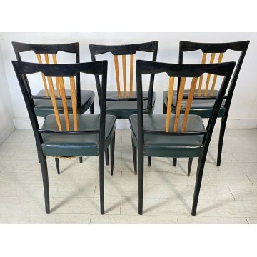 SET 5 SEDIA DESIGN OSVALDO BORSANI ANNI 50 ITALIAN CHAIR VINTAGE SALA SALOTTO 