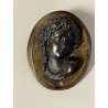 ANTICO CAMEO VULCANITE VITTORIANO spilla ciondolo fine '800 DONNA GRECA gioiello