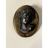 ANTICO CAMEO VULCANITE VITTORIANO spilla ciondolo fine '800 DONNA GRECA gioiello
