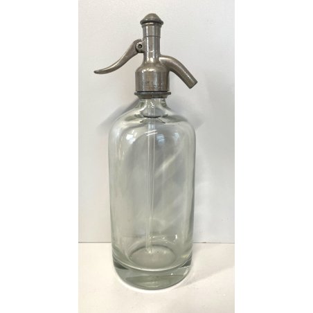 ANTICA BOTTIGLIA SELTZ VETRO TRASPARENTE SIFONE SODA LAVANO BIELLI EPOCA 1930