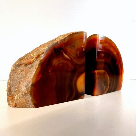 COPPIA GEODE PIETRA AGATA ROSSA FERMA LIBRI BOOKEND SERRELIVRES VINTAGE '70
