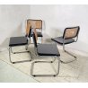 SET 4 SEDIA CESCA MARCEL BREUER ACCIAIO PAGLIA DI VIENNA DESIGN ANNI 60/70 B32