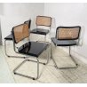 SET 4 SEDIA CESCA MARCEL BREUER ACCIAIO PAGLIA DI VIENNA DESIGN ANNI 60/70 B32