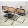 SET 4 SEDIA CESCA MARCEL BREUER ACCIAIO PAGLIA DI VIENNA DESIGN ANNI 60/70 B32