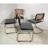 SET 4 SEDIA CESCA MARCEL BREUER ACCIAIO PAGLIA DI VIENNA DESIGN ANNI 60/70 B32