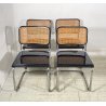 SET 4 SEDIA CESCA MARCEL BREUER ACCIAIO PAGLIA DI VIENNA DESIGN ANNI 60/70 B32