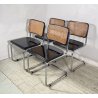 SET 4 SEDIA CESCA MARCEL BREUER ACCIAIO PAGLIA DI VIENNA DESIGN ANNI 60/70 B32