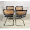 SET 4 SEDIA CESCA MARCEL BREUER ACCIAIO PAGLIA DI VIENNA DESIGN ANNI 60/70 B32